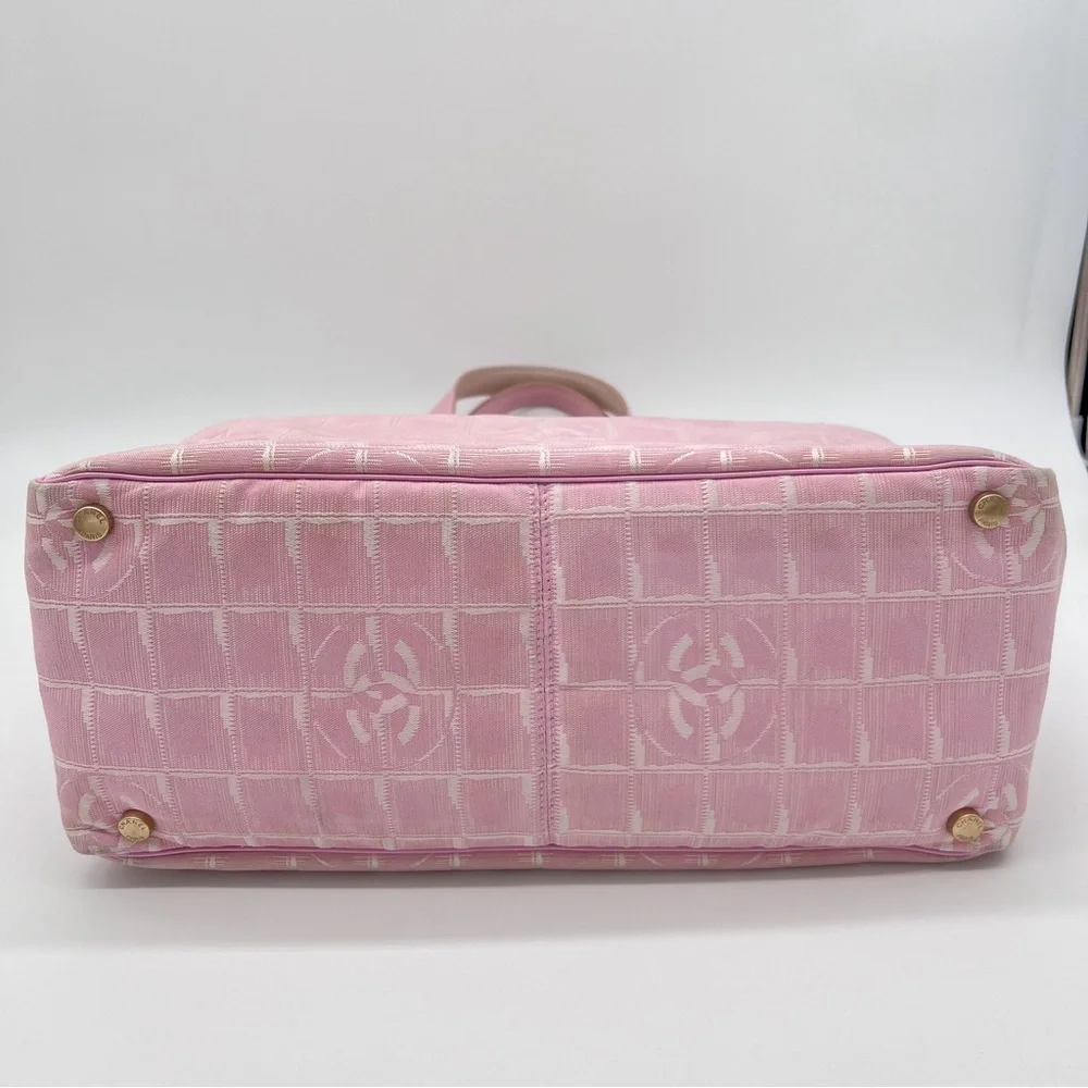 CHANEL Nylon Medium Travel Tote Bag Pink